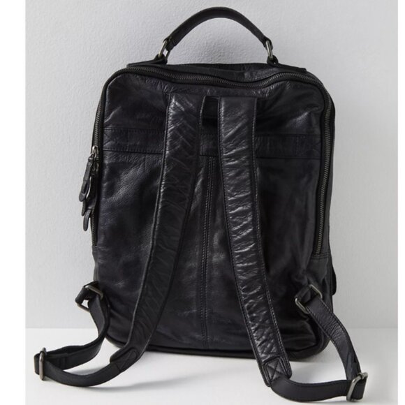 Free People East End Leather Backpack in True Black - FACTORY SEALED - Picture 5 of 15